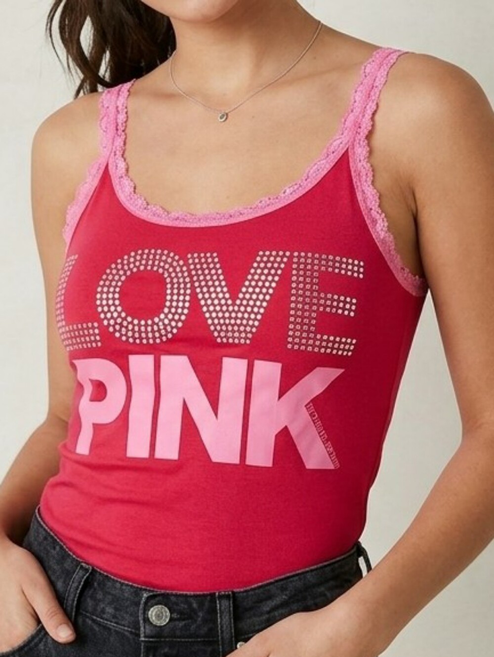 Pink Victoria's Secret Y2K Love pink Tank Top